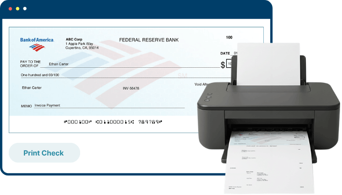 How to Create and Print Bank Of America Checks Digital Check Preview from Bank of America with a Printer Printing a Physical Check