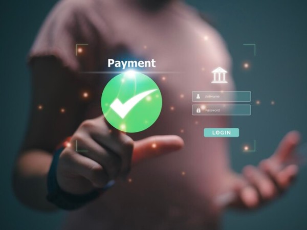 A Person Interacting with a Digital Payment Confirmation Interface, Symbolizing Secure and Seamless Transactions