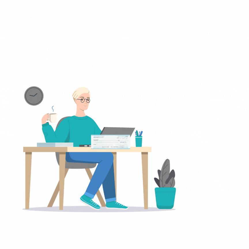 A Man In A Trench Coat Uses A Smartphone, Surrounded By Icons, Symbolizing Efficient Check Management With FiChecks