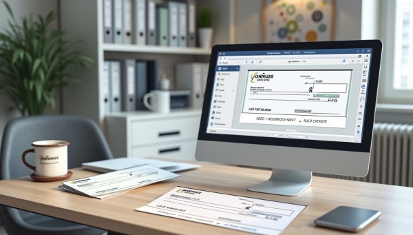 Customize Your Checks with Ease A Computer Screen Displaying a Customizable Check Layout with Branding Options