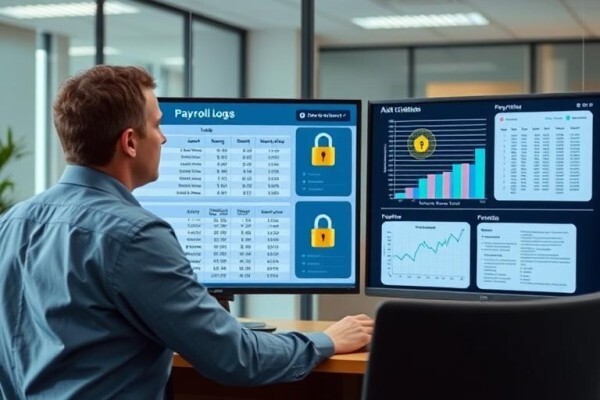Business Team Reviewing FiChecks Payment Dashboard on a Large Desktop Screen