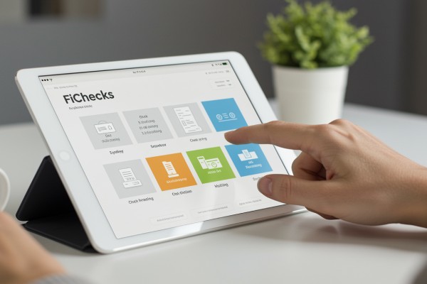 Business Team Reviewing FiChecks Payment Dashboard on a Large Desktop Screen