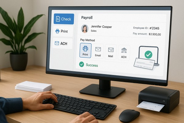 User Navigating Various Payment Tools Within the FiChecks Interface on a Laptop