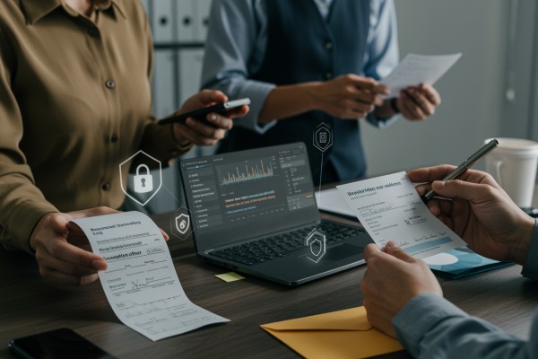 Person Using FiChecks Platform to Manage Recurring Payments on a Laptop