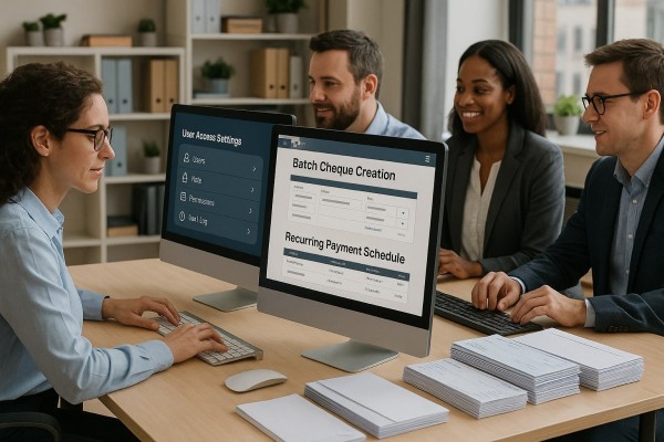 Person Using FiChecks Platform to Manage Recurring Payments on a Laptop