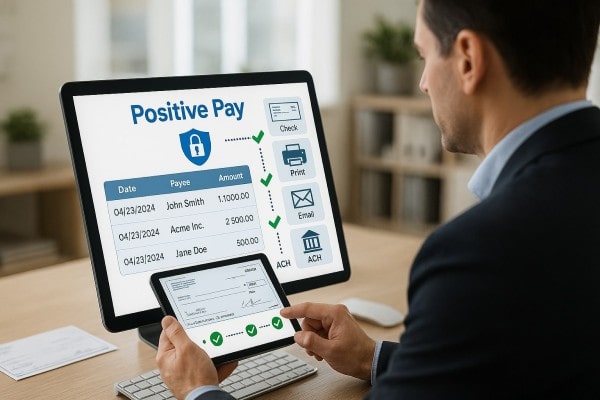 How FiChecks Protects Your Payments User Navigating Various Payment Tools Within the FiChecks Interface on a Laptop