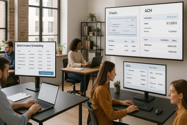 Person Using FiChecks Platform to Manage Recurring Payments on a Laptop