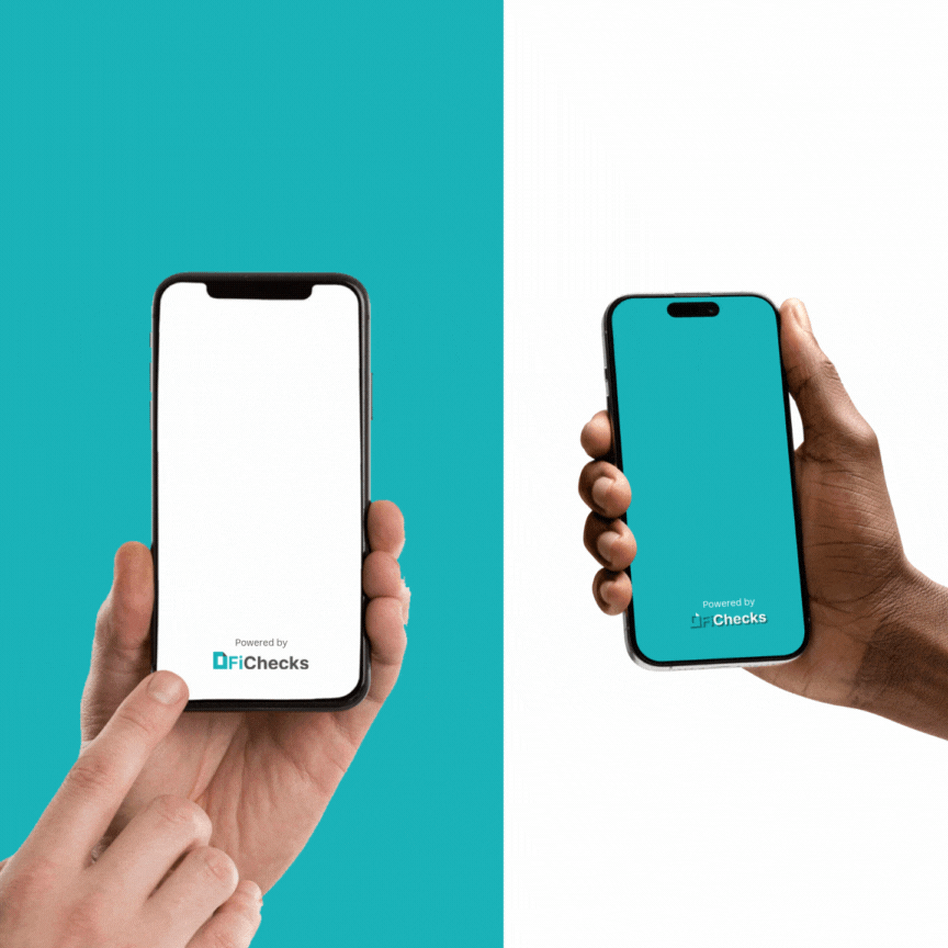 Send And Receive Money Man Using the FiChecks Mobile App on a Smartphone to Process a Digital Payment, Seated Comfortably in a Modern Living Room Setting