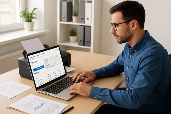 Automate Payments and Eliminate Manual Errors User Navigating Various Payment Tools Within the FiChecks Interface on a Laptop