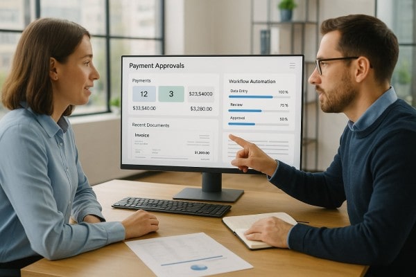 User Navigating Various Payment Tools Within the FiChecks Interface on a Laptop