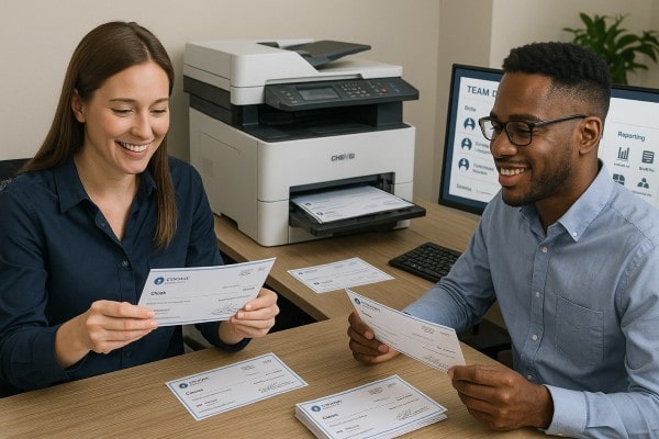 Person Using FiChecks Platform to Manage Recurring Payments on a Laptop