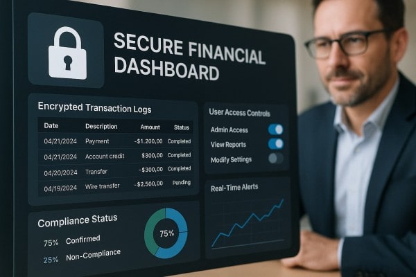 Business Team Reviewing FiChecks Payment Dashboard on a Large Desktop Screen