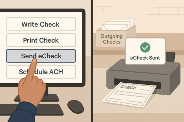 Flexible Payment Tools for Modern Finance Teams Business Team Reviewing FiChecks Payment Dashboard on a Large Desktop Screen
