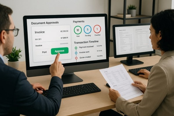 User Navigating Various Payment Tools Within the FiChecks Interface on a Laptop