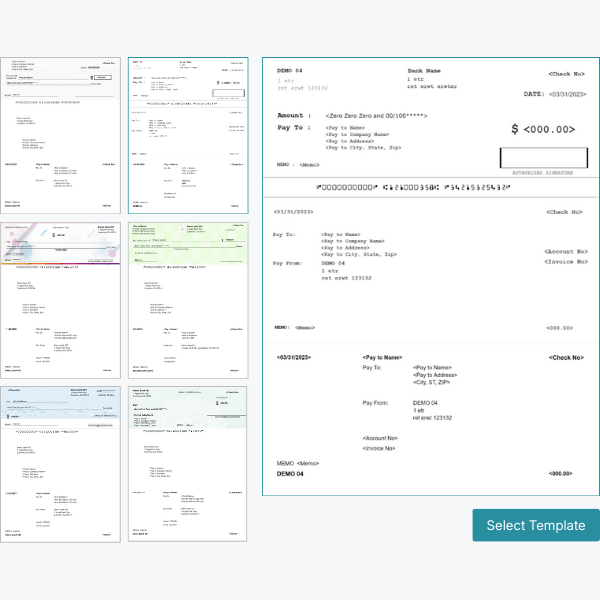 Check Templates A Selection of Check Templates Displaying Various Styles, Details, and Layouts for Financial Transactions
