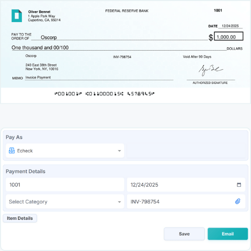 Animated Businesswoman Using a Smartphone with Banks and Dollar Icons in the Background, Illustrating ACH Transactions Through FiChecks