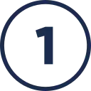 Dark Blue Number 1 Centered Inside a Dark Blue Outlined Circle on a Transparent Background