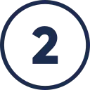 Dark Blue Number 2 Centered Inside a Dark Blue Outlined Circle on a Transparent Background
