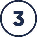 Dark Blue Number 3 Centered Inside a Dark Blue Outlined Circle on a Transparent Background