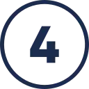 Dark Blue Number 4 Centered Inside a Dark Blue Outlined Circle on a Transparent Background